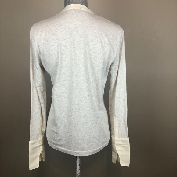 J. Crew Light Gray Top Ivory Pleated Button Front Size Small - Picture 7 of 10
